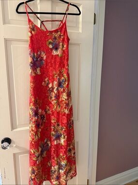 knee length dresses for ladies Fire of Stars Halterneck Maxi Dress Red